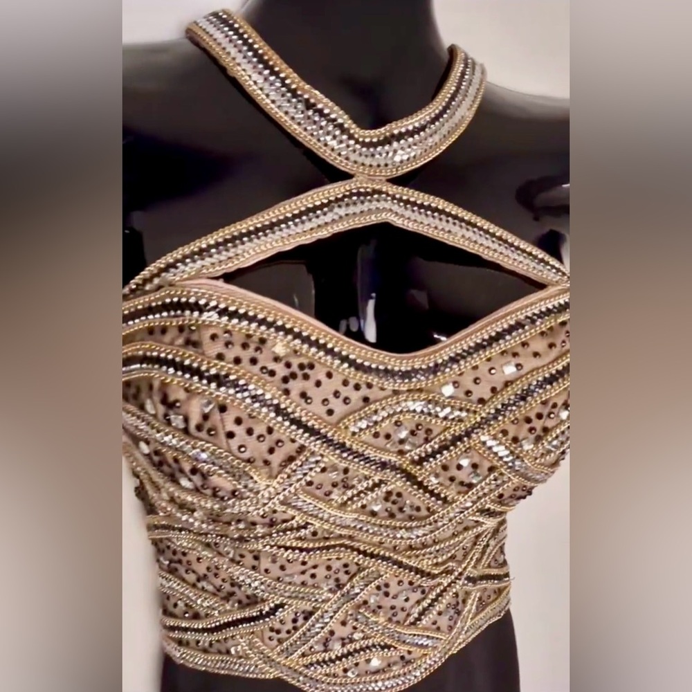 Alexia Designs Strapless Black and Gold Dress - Picture 13 of 14
